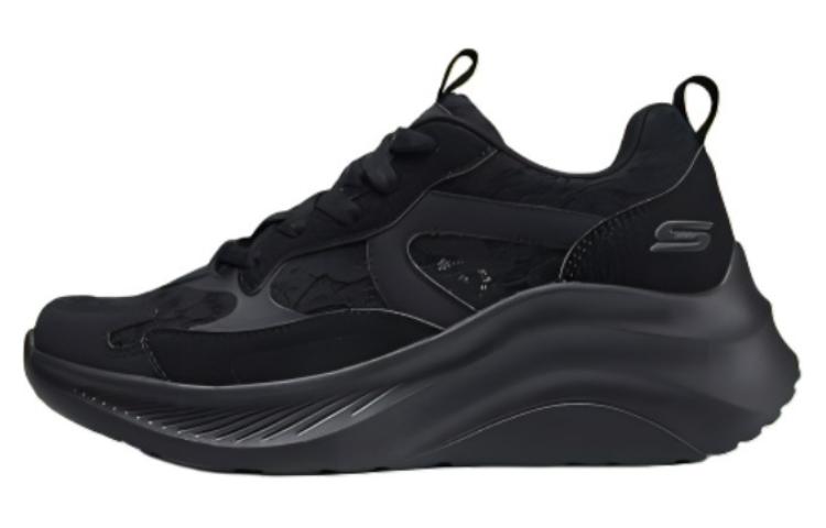 Skechers Cushioned Wear-Resistant Height Increasing Low-Top Chunky Sneakers Women's Black