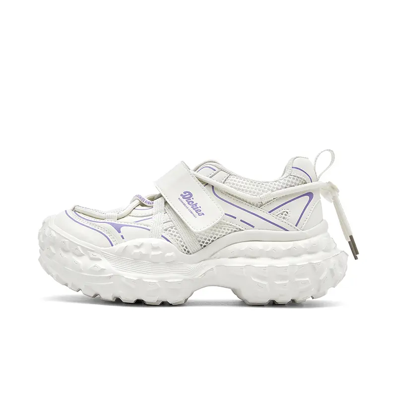 Dickies Slip Resistant, Abrasion Resistant, Breathable Low Top Chunky Sneakers Women's Beige Purple