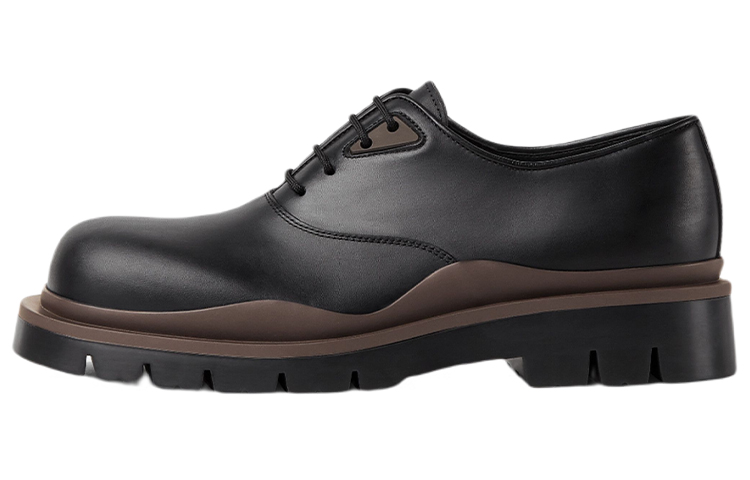 Bottega Veneta Tire Lace Up Leather Shoes Black