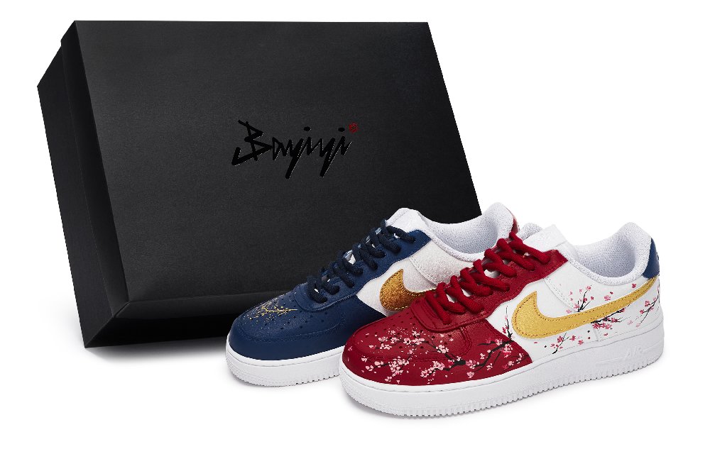 Nike Air Force 1 Skateboard Shoes Unisex Low Top Red/White/Blue/Gold