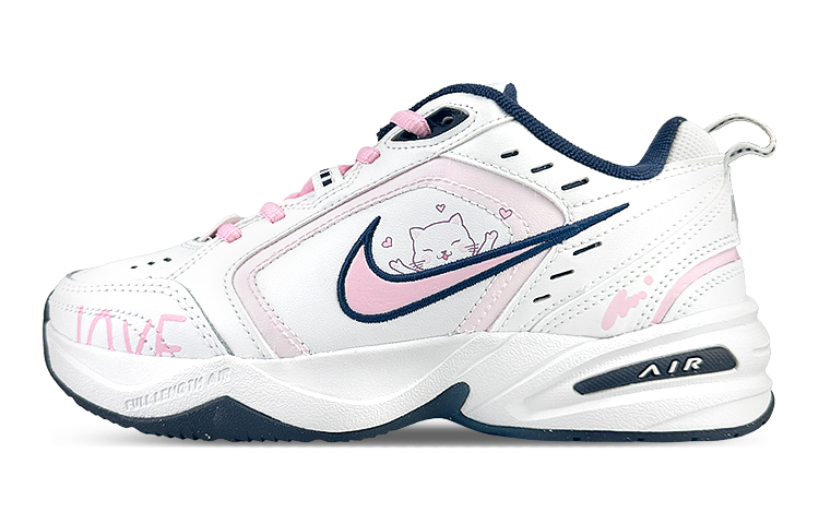 Nike Air Monarch 4 Cushioning Anti-Slip And Wear-Resistant Height Increasing Low-Top Chunky Sneakers Unisex Pink White