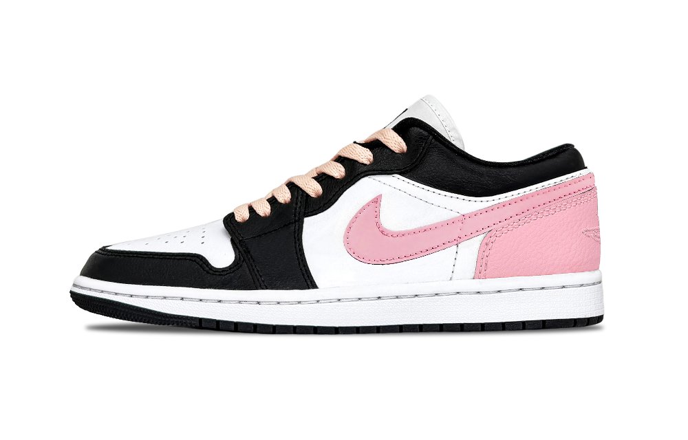 Jordan Air Jordan 1 Abrasion Resistant Low Top Vintage Basketball Shoes Unisex Black Pink
