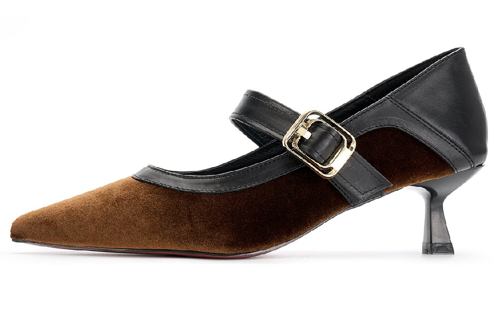 EBLAN Slim Heel Mary Jane Shoes Women's Black Brown