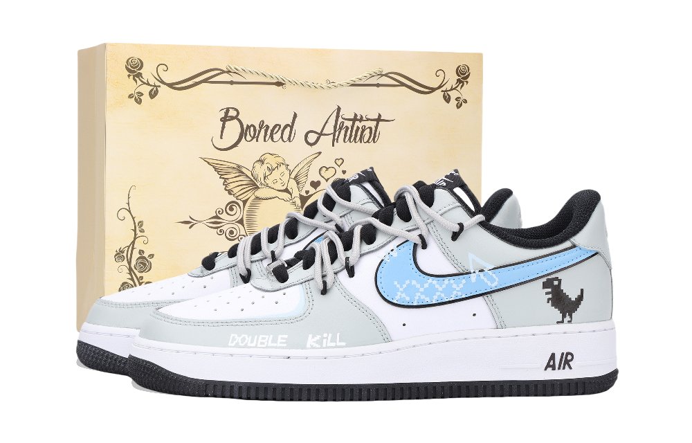 Nike Air Force 1 Abrasion Resistant Low Top Skateboard Shoes Unisex Black White Gray