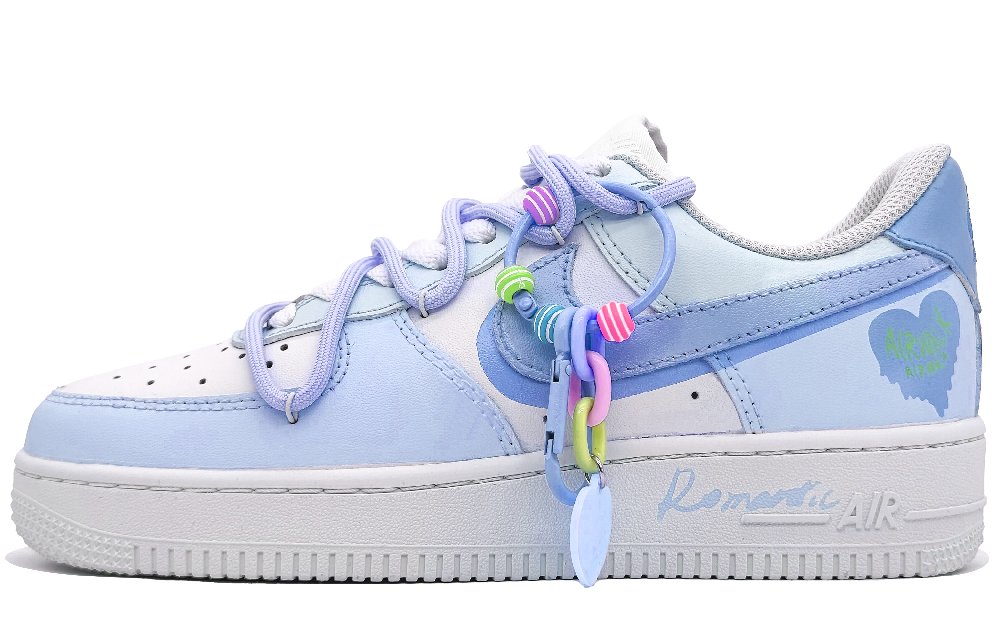 Nike Air Force 1 Anti-Slip Wear-Resistant Low-Top Skateboard Shoes Unisex Sweet Blue