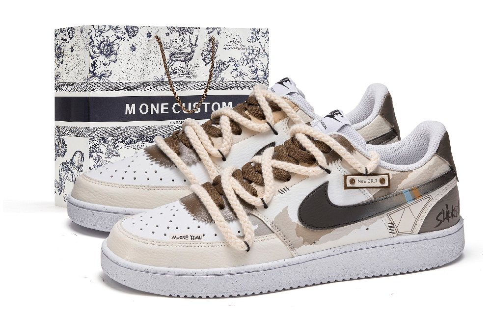 Nike Court Vision 1 LOW Style Quicksand Slip-Resistant Cushioning Wear-Resistant Low-Top Skateboard Shoes Men's Brown