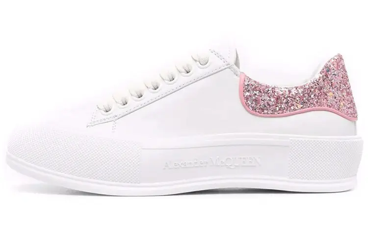 Alexander McQueen Deck Plimsoll 'White Rose Pink Glitter' Women's купить в интернет-магазине Yoocart с быстрой доставкой по России.