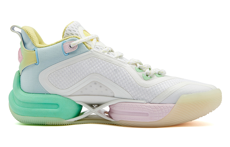 361° AG 2 Basketball Shoes Men Mid Top Knit White/Lemon Cyan