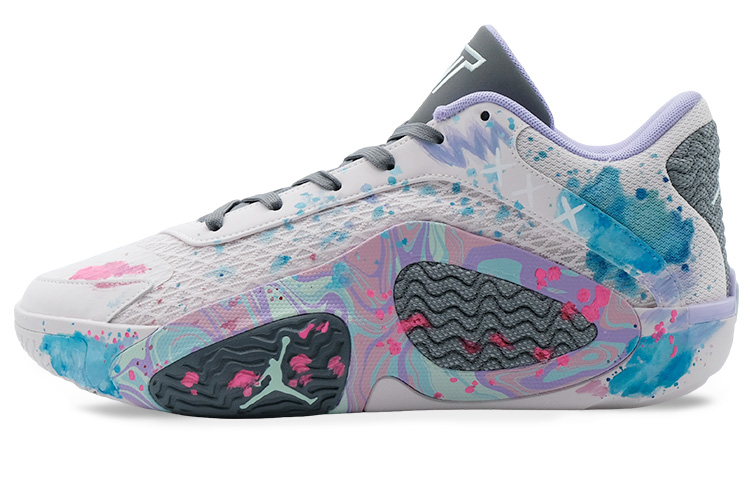 Jordan Tatum 2 Slip Resistant And Abrasion Resistant Coverage Low Top Flower Maiden Men's Blue Gray Pink