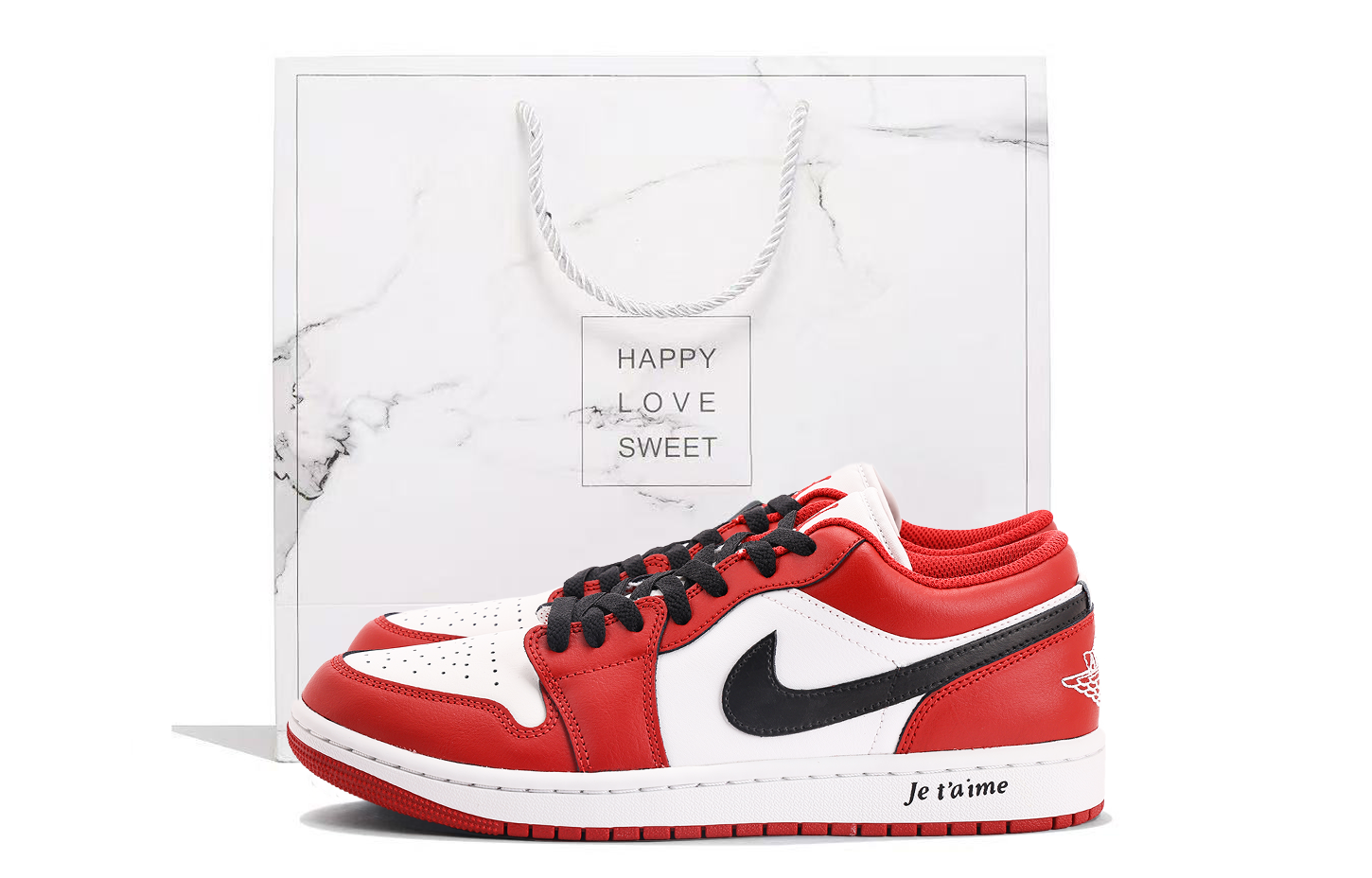 Jordan Air Jordan 1 Abrasion Resistant Coverage Low top Vintage Basketball Shoes Unisex Red Black