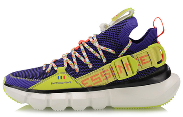 LiNing Essence Lace Up PRM Durable Breathable Low-Top Vintage Basketball Shoes Blue Yellow