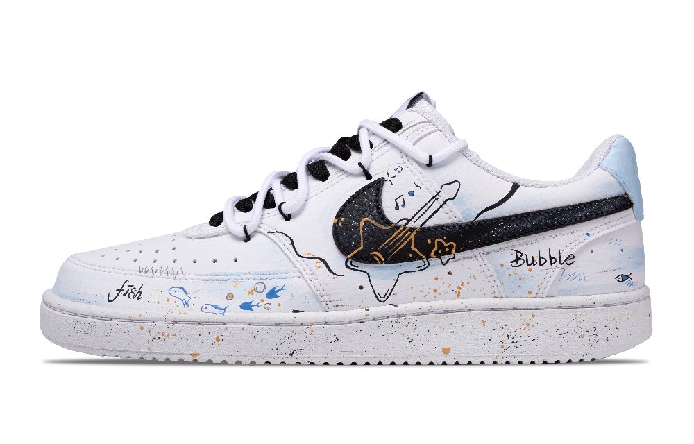 Nike Court Vision 1 Skateboard Shoes Men Low-Top White/Black/Gold