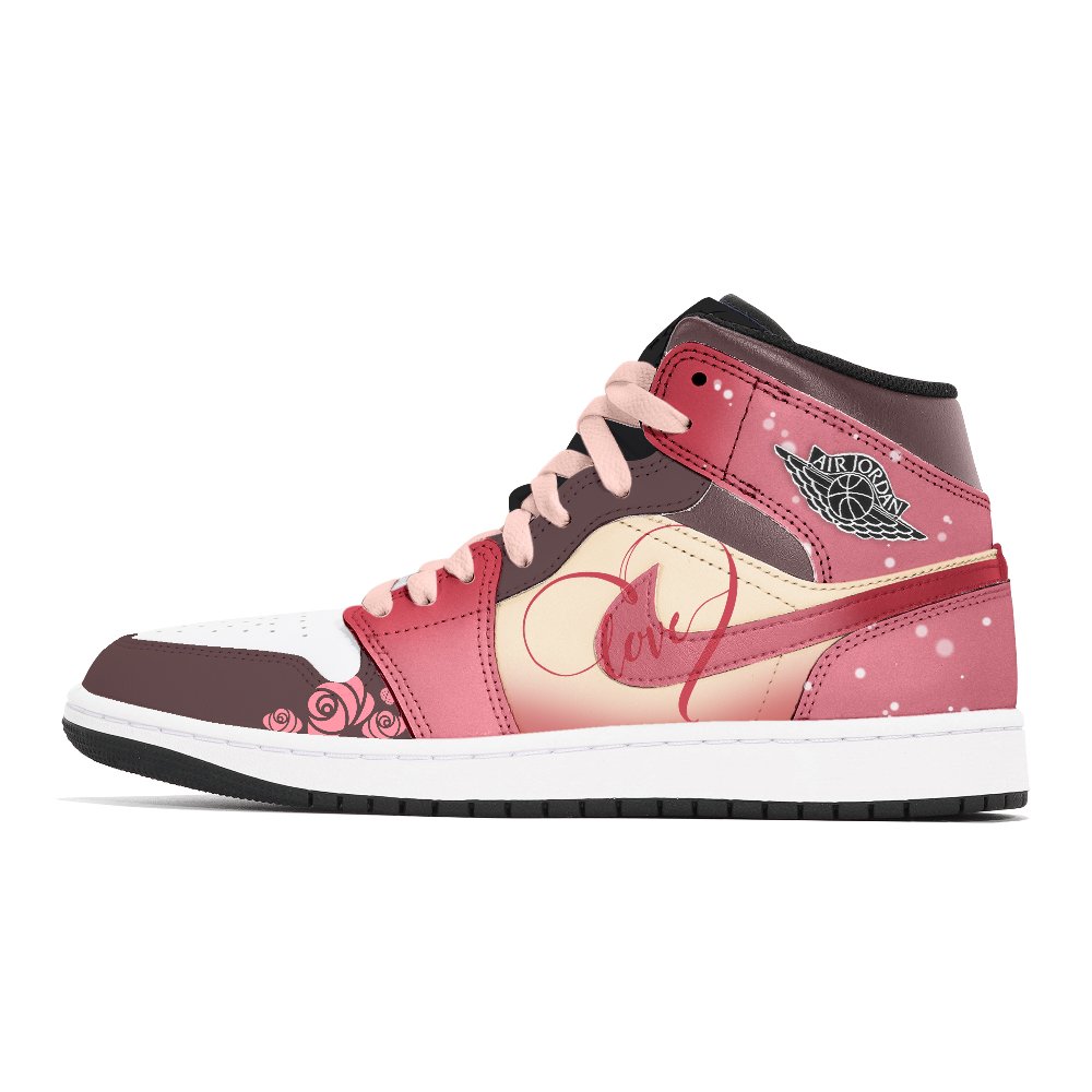 Jordan Air Jordan 1 Abrasion-Resistant Mid-Top Vintage Basketball Shoes Unisex Pink