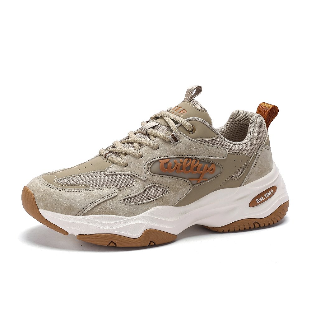 JEEP SPIRIT Anti-Slip And Wear-Resistant Breathable Low-Top Chunky Sneakers Men's Natural Deer