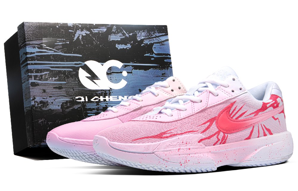 Nike Air Zoom G.T. Cut Academy Pink Box Abrasion Resistant Low Top Basketball Shoes Unisex White Pink
