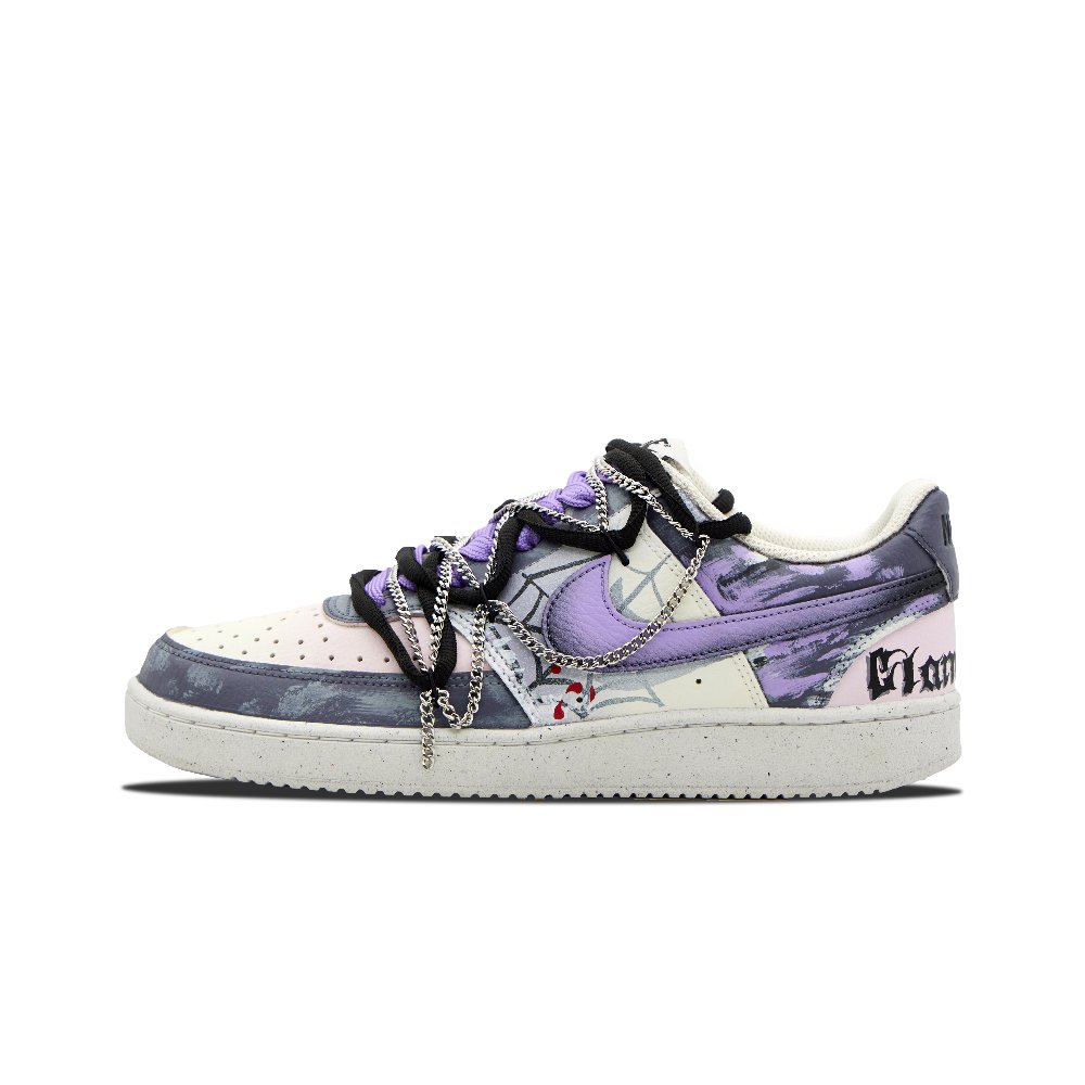 Nike Court Vision 1 Low-Top Skateboard Shoes Unisex Black Purple