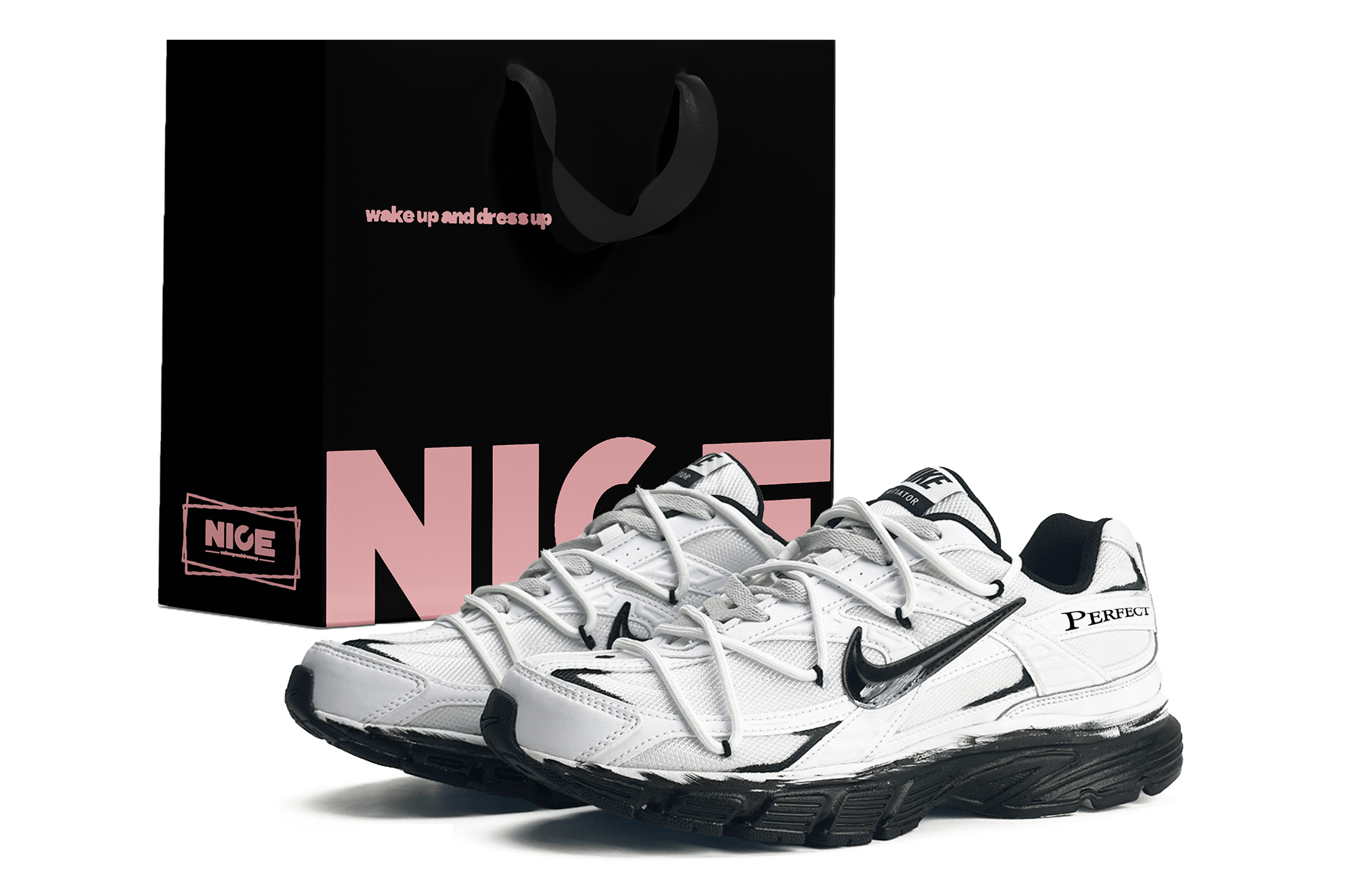 Nike Initiator Abrasion Resistant Breathable Low top Running Shoes Unisex Black White