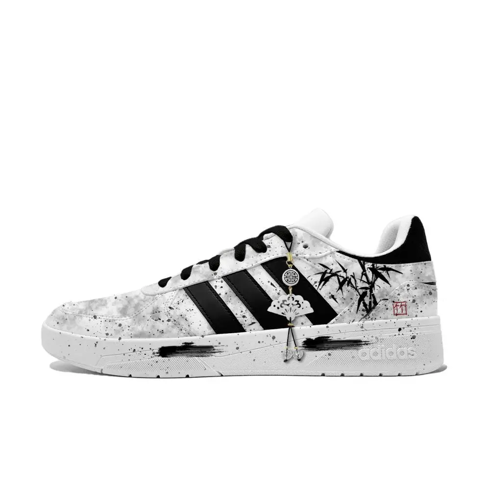 Adidas Neo Courtbeat Ink Bamboo Abrasion Resistant Low Top Skateboard Shoes Unisex Black Gray