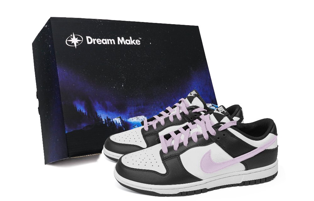 Nike Dunk Anti-Slip Wear-Resistant Low-Top Skateboard Shoes Unisex Black White Purple