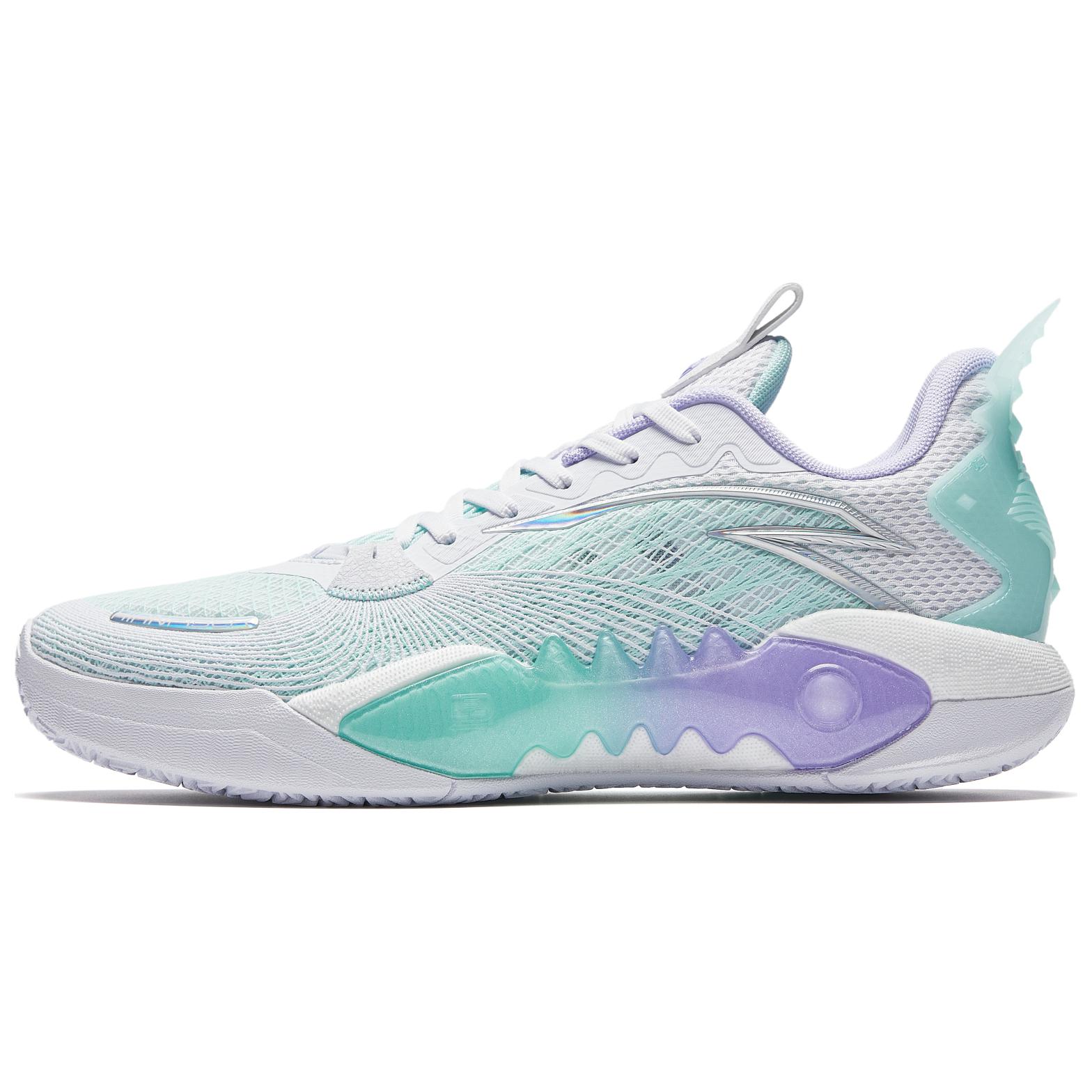 Anta Frenzy 5team V2 Cushioning Wear-Resistant Low-Top Basketball Shoes Men's White Blue Purple