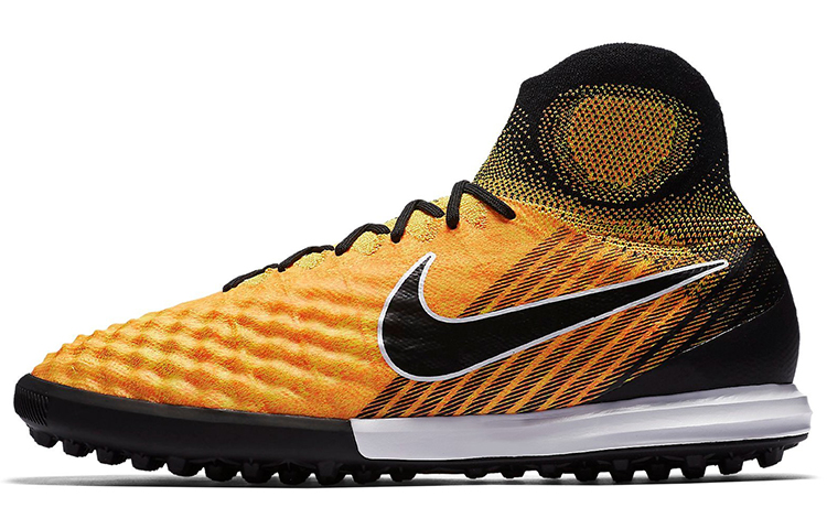 Nike TF Turf Shock Absorbers Slip Resistant Abrasion Resistant Grassland Soccer Shoes Men's Yellow