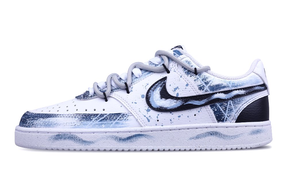 Nike Court Vision 1 Slip-Resistant Low-Top Skateboard Shoes Men's White Blue Black