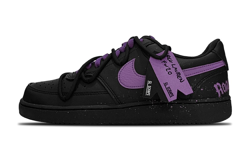 Nike Court Vision Low Slip Resistant Low Top Skateboard Shoes Unisex Black Purple