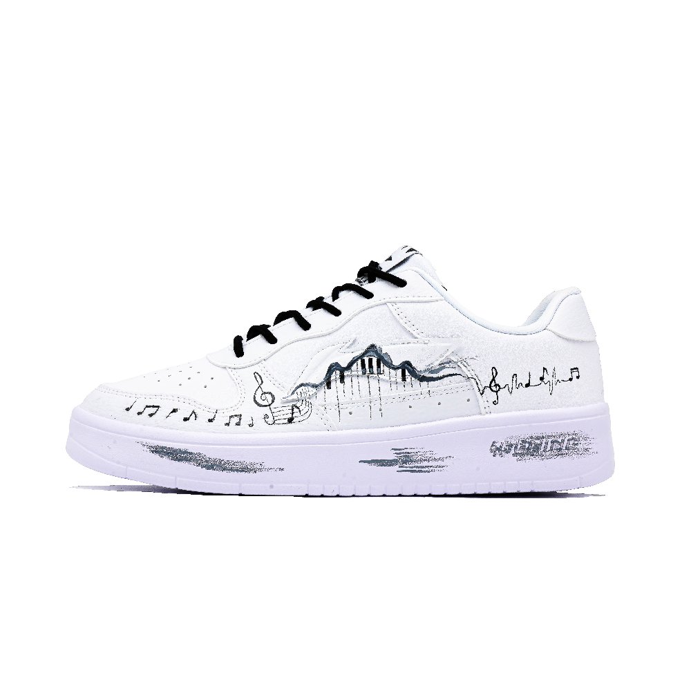 LiNing Pontoon Boats Cushioning, Wear Resistant Low Top Skateboard Shoes Unisex Black White
