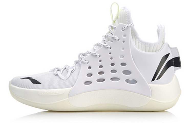 LiNing SONIC 7 Non-slip Wear-resistant Shock Absorption Mid-Top Performance Basketball Shoes White Black