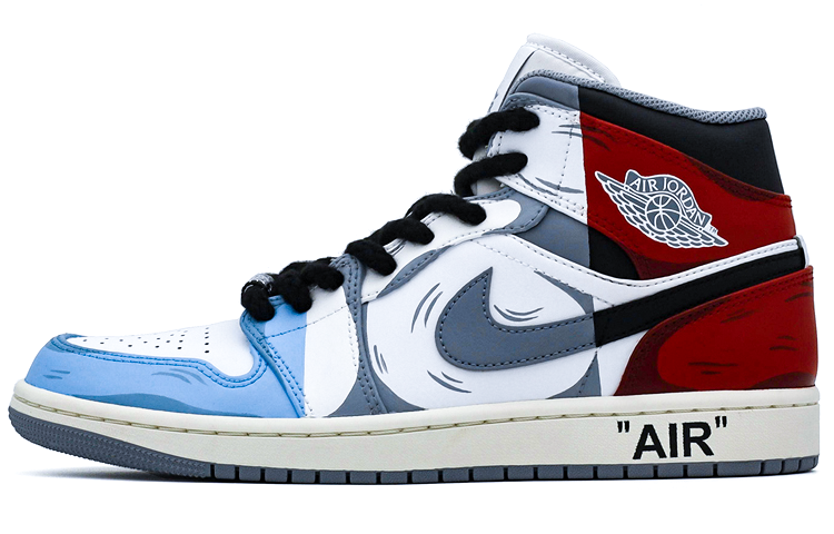 Jordan Air Jordan 1 Mid Mid-Top Vintage Basketball Shoes Men's Red Blue Gray