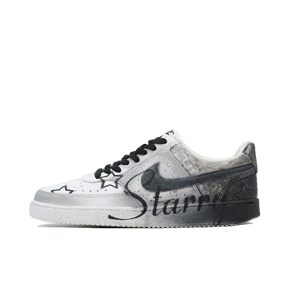 Nike Court Vision 1 Anti-Slip Wear-Resistant Low-Top Skateboard Shoes Men's Gray Black White