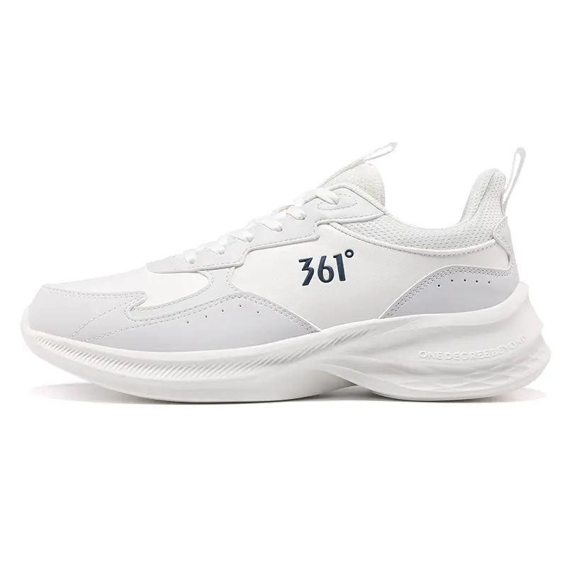 361° Non-slip Wear-resistant Shock Absorption Low-Top Casual Running Shoes Men's White Gray