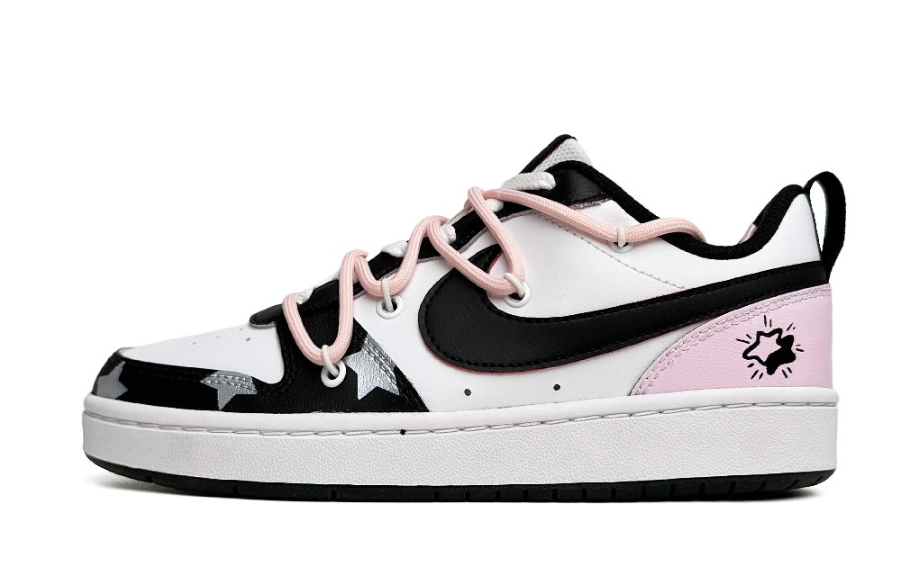 Nike Court Borough Low 2 Low-Top Skateboard Shoes GS Black Pink