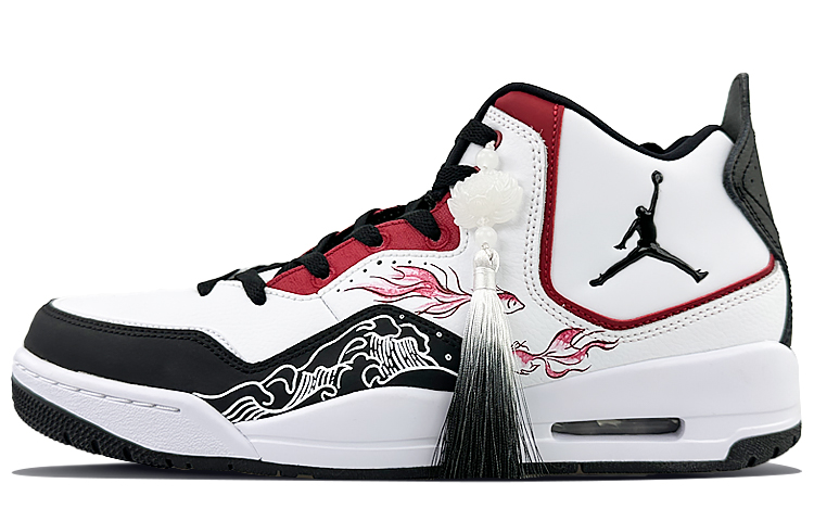 Jordan Courtside 23 Anti Slip Wear Resistant Mid Top Vintage Basketball Shoes Men's Black White Red
