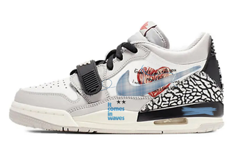 Jordan Legacy 312 Cushioning Anti-Slip Wear-Resistant Breathability Low-Top Vintage Basketball Shoes Men's White Gray