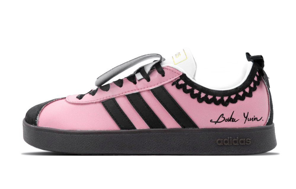 Adidas Neo Vl Court Slip Resistant Low Top Skateboard Shoes Unisex Pink