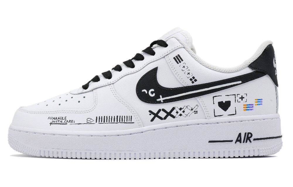 Nike Air Force 1 Stamp Set Slip-Resistant Cushioning Lightweight Low-Top Skateboard Shoes Unisex Black White