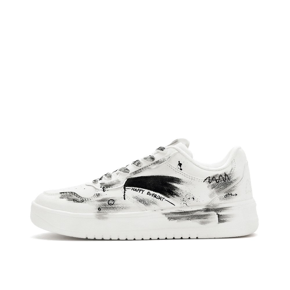 Anta Relaxed Slip Resistant, Abrasion Resistant, And Balanced Low Top Skateboard Shoes Men's White Black