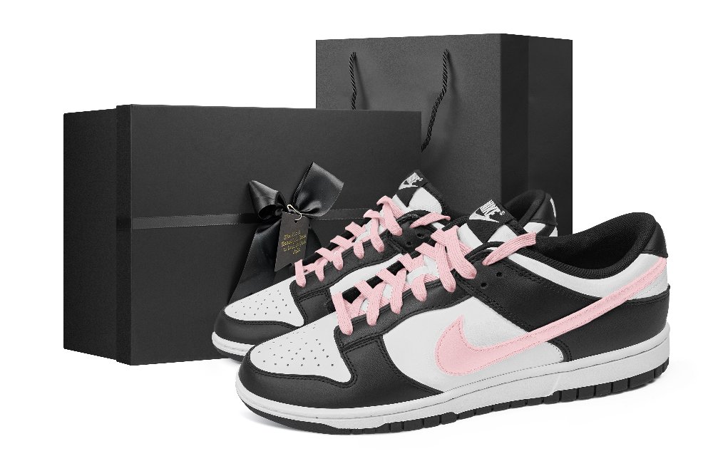 Nike Dunk Slip-Resistant Cushioning Abrasion-Resistant Low-Top Skateboard Shoes Men's Black White Pink