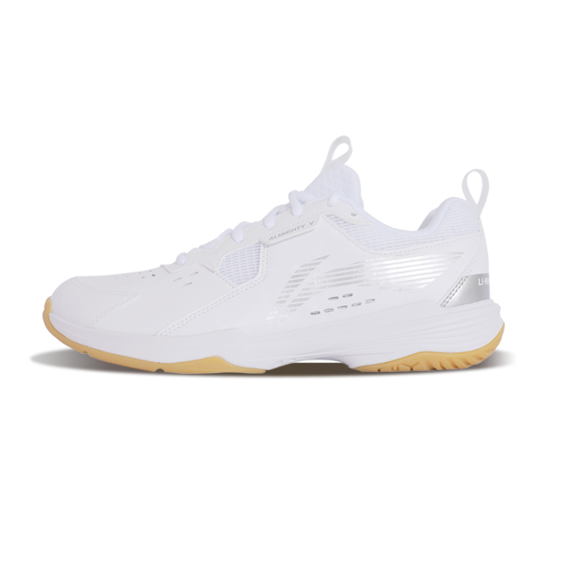 LiNing Ace Ⅴ Shock Absorbers Slip Resistant Abrasion Resistant Breathable Mid Top Badminton Shoes Unisex White