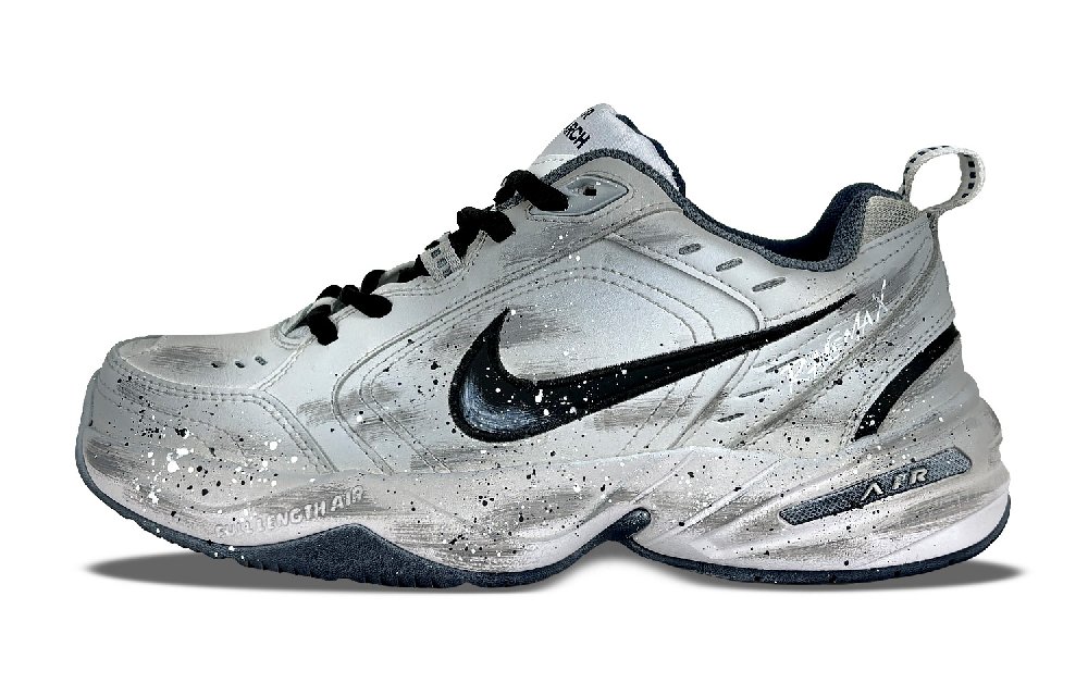 Nike Air Monarch 4 Thermal Coverage Low Top Chunky Sneakers Unisex Gray White