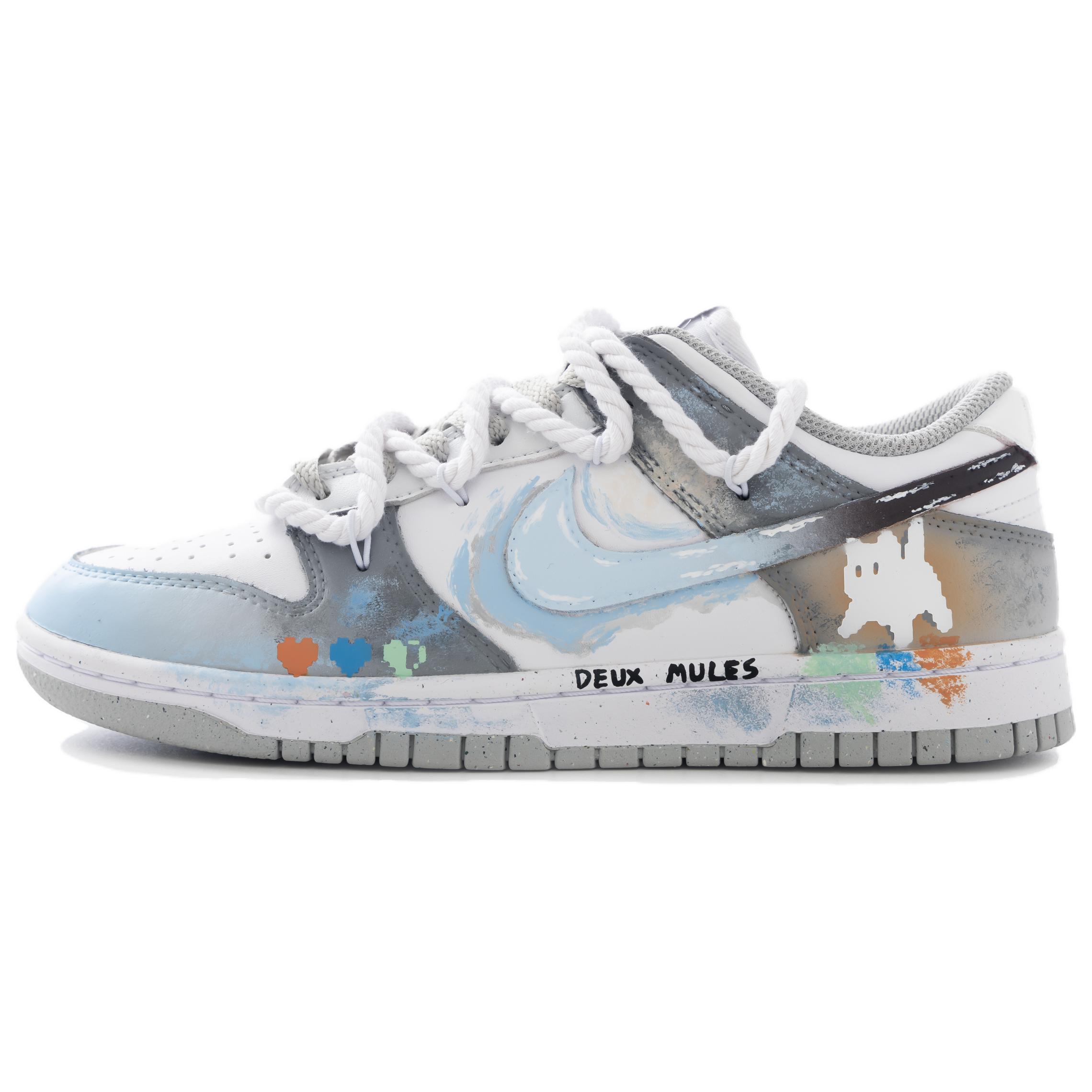 Nike Dunk Low top Skateboard Shoes Unisex Gray White Blue