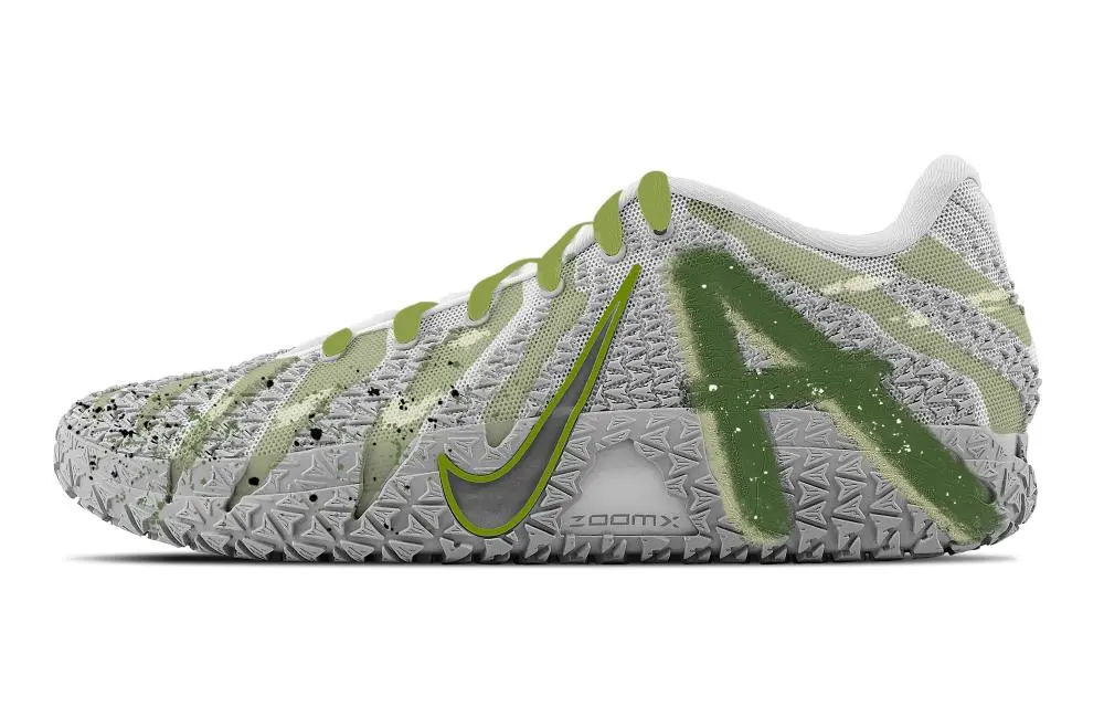 Nike Ja Morant 3 Lush Forest Abrasion Resistant Low top Basketball Shoes Unisex Gray Green