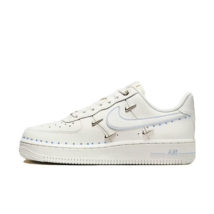 Nike Air Force 1 Anti Slip Wear Resistant Low Top Skateboard Shoes Women's White Blue