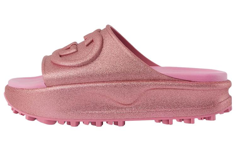 GUCCI Women's Slide Sandal 'Interlocking G Metallic Rose Pink' Women's
