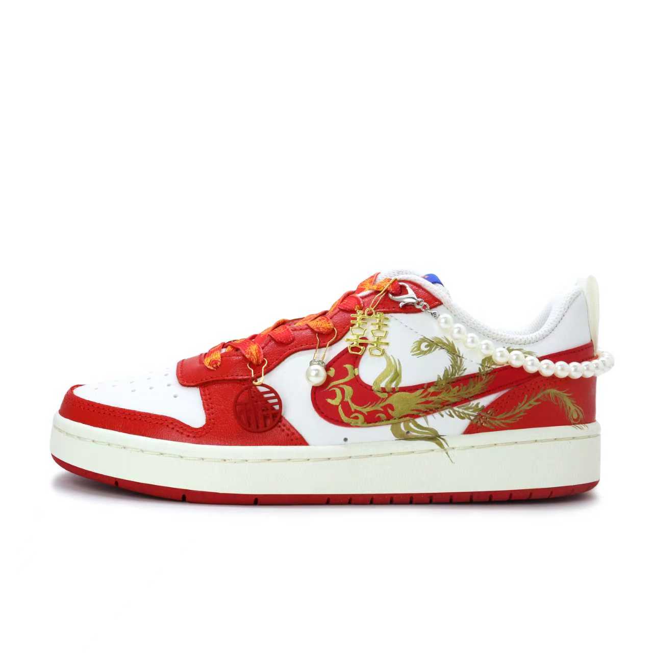 Nike Court Borough Skateboard Shoes Women's Low top Gold/Red/White