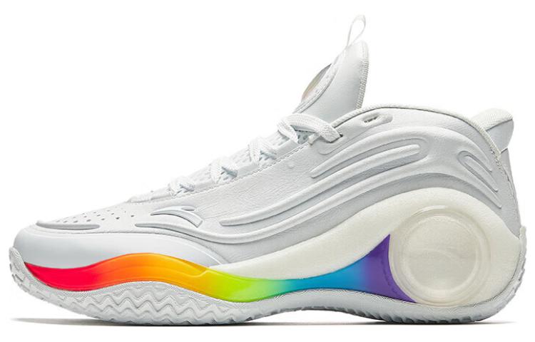Anta Cement Bubble 4.0 Iridescent White Anti-Slip Wear-Resistant Mid-Top Basketball Shoes Men's White