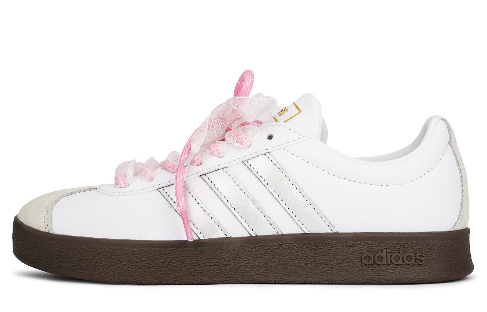 Adidas Vl Court Classic Moon Glaze Yarn Abrasion Resistant Low Top Skateboard Shoes Women's Light Silver