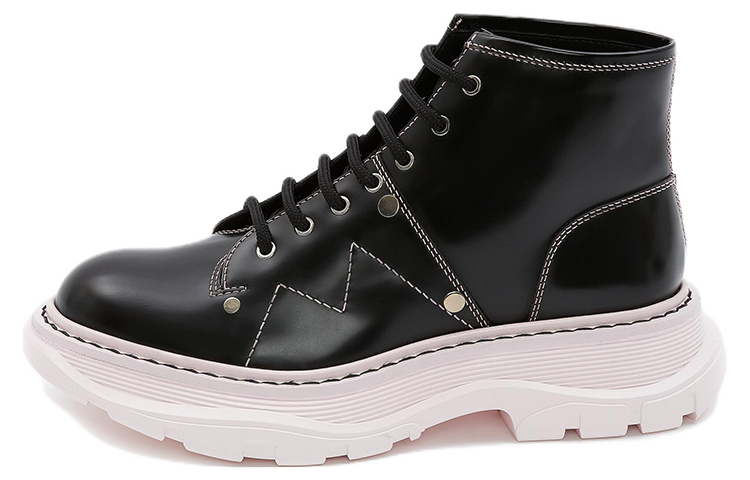 Alexander McQueen Tread Lace Up Boot Black Pink Women's