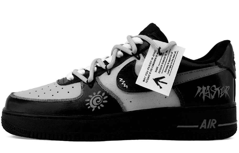 Nike Air Force 1 Abrasion Resistant Height Increasing Low Top Skateboard Shoes Men's Black Gray